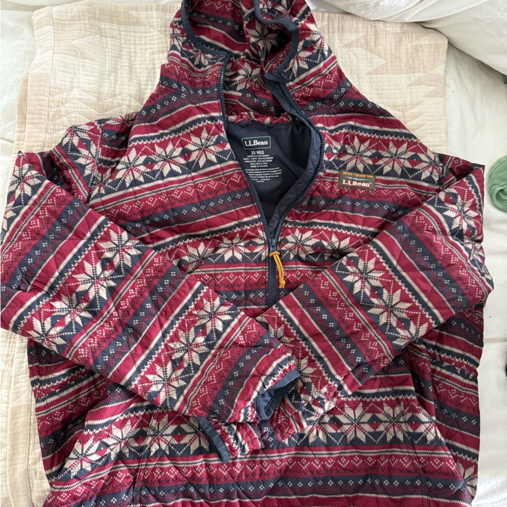 L.L. Bean Burgundy and Navy Patterned Jacket